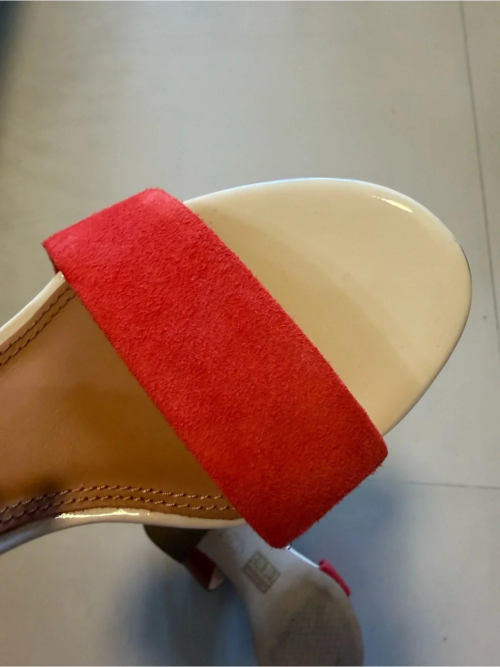 Tory Burch Red Suede & Tan Leather Open-Toe Slingback Sandals